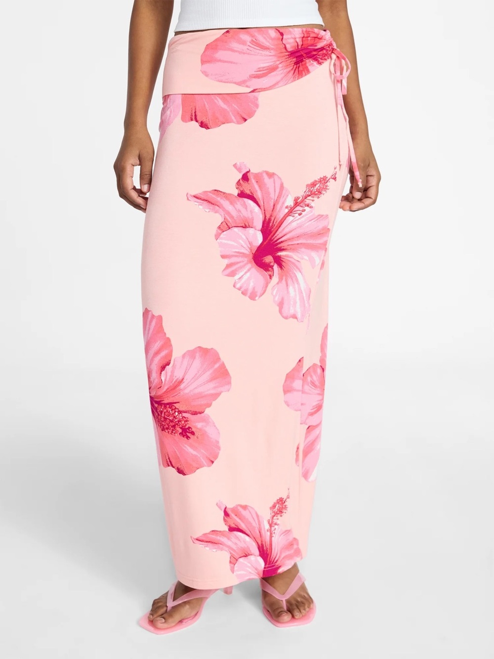 Women’s Pink Floral Drawstring Skirt